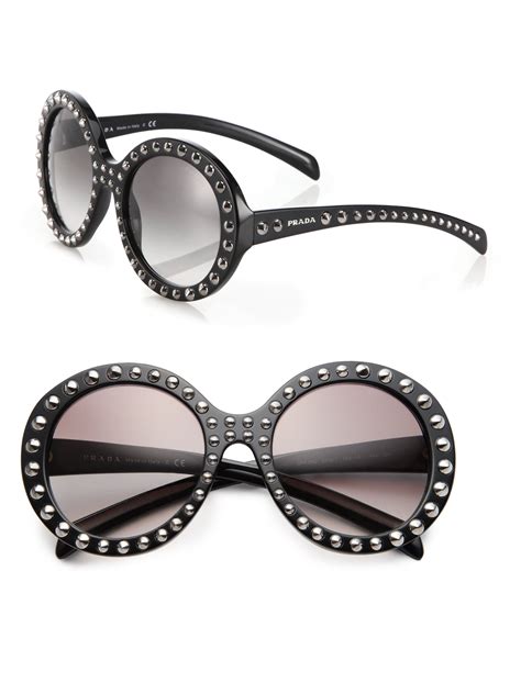 sunglasses round.black.glasses prada|Prada rectangular sunglasses.